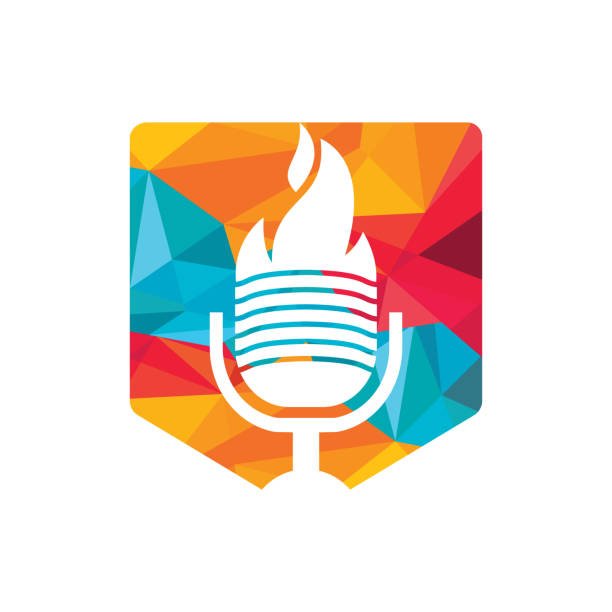 szablon projektu logo fire podcast. - log fire audio stock illustrations