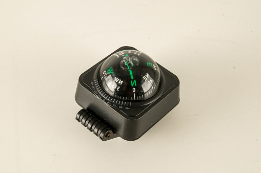 A surface mount liquid-filled compass for a boat