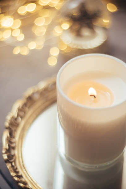istock Holiday decorations with candles and lights, wedding decor 1352841558