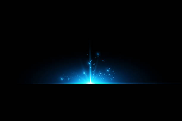 istock Effect of bright glow of blue stars. Light particles. 1352841826