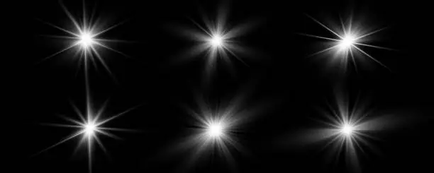 Vector illustration of Light effect. Bright Star. Light explodes on a transparent background. Bright sun.