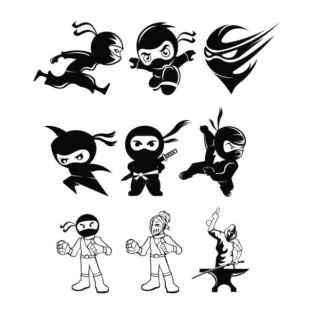 ilustrações de stock, clip art, desenhos animados e ícones de ninja icon - ninja