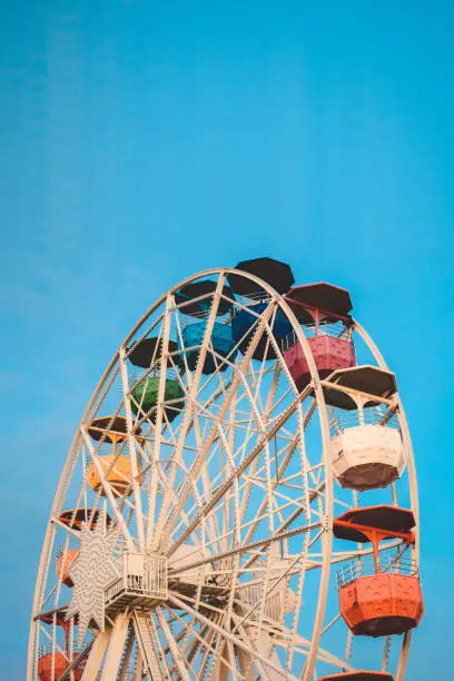 Tibidabo big wheel in the amusement park.