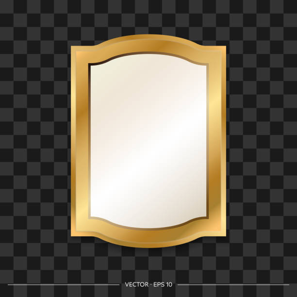 istock Vector illustration of mirror and gold icon. Realistic design for interior furniture. Reflective glass surfaces are insulated. 1352844634