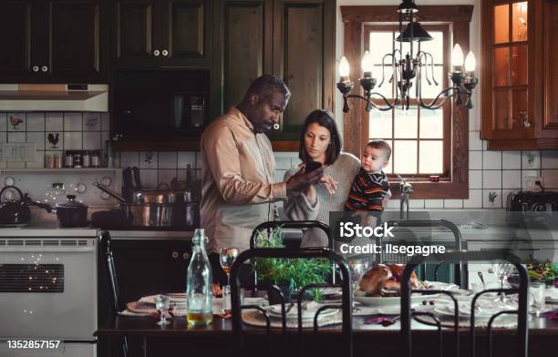 Friends And Family Celebrating Thanksgiving Stock Photo - Download Image Now - Dinner Party, Family, Thanksgiving - Holiday