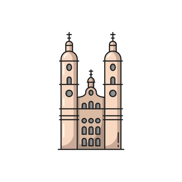 ilustrações de stock, clip art, desenhos animados e ícones de st. gallen cathedral landmark of switzerland icon - cathedral architecture old church