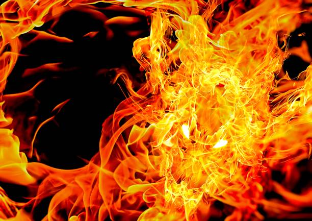 istock Illustration of a fire dragon swirling 1352860343