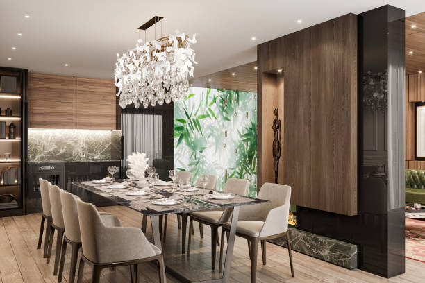 istock Luxury apartment dining room interior 1352860418
