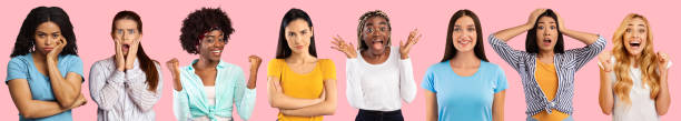 istock Millennial diverse ethnicity women express different facial emotions 1352861403