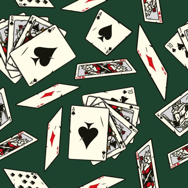 hazard kolorowy bezszwowy wzór - cards poker king card green stock illustrations