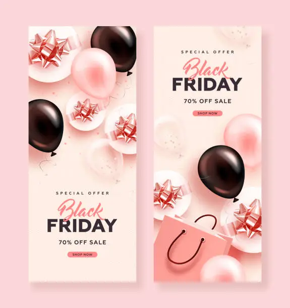 Vector illustration of Set of black friday sale banner