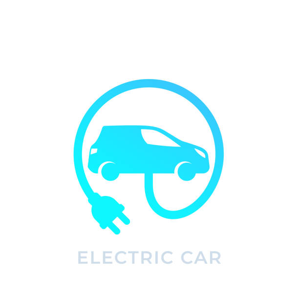 fitness, health, gym trendy icons on circles electric car with plug, EV vector icon ev charging stock illustrations