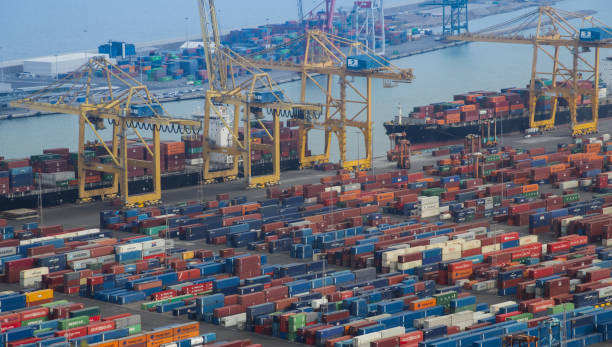 Cargo port of Barcelona stock photo