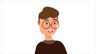 istock Happy little boy wearing eyeglasses animation character. Animated cute boy. 4K Resolution, Matte - Finish, Loopable. 1352890296