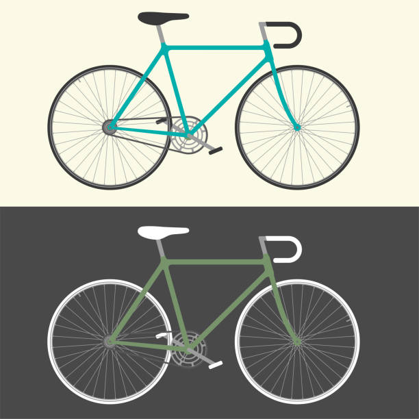 wektorowy rysunek liniowy roweru wyścigowego - bicycle pedal stock illustrations