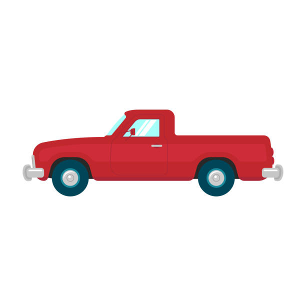 ilustrações de stock, clip art, desenhos animados e ícones de pickup truck icon. colored silhouette. side view. vector simple flat graphic illustration. the isolated object on a white background. isolate. - pick up truck red old 4x4