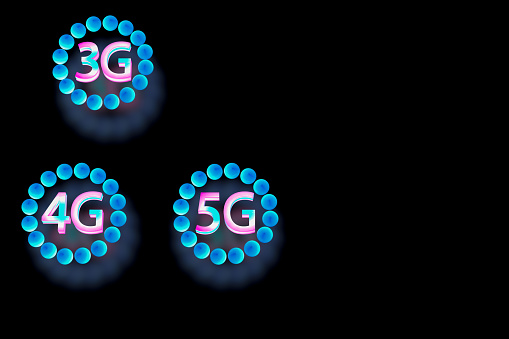 The 3G 4G 5G internet 3D concept. 3d illustration mobile internet. Communication technology. Generation of the internet network.