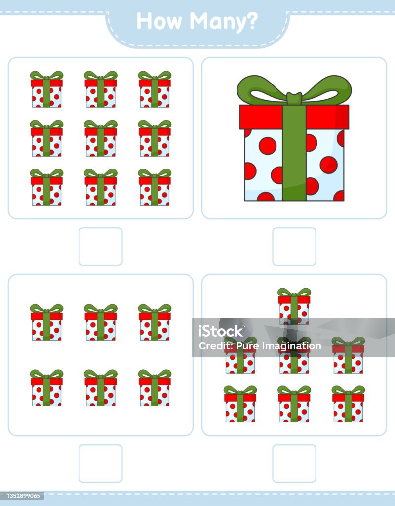 How Many Boxes Math Game Counting Game How Many Gift Box Educational Children Game Printable ...