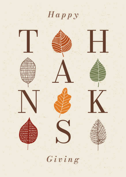 가을 잎행복 추수 감사절 카드. - tree autumn thanksgiving leaf stock illustrations