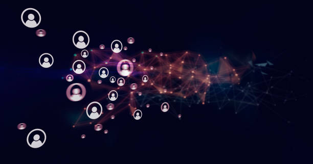 Staying connected social networking or distancing concept, Mesh digital icon friend people stock photo