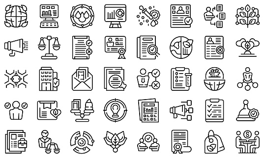 Fair trade icons set outline vector. Fair product. Labor extension