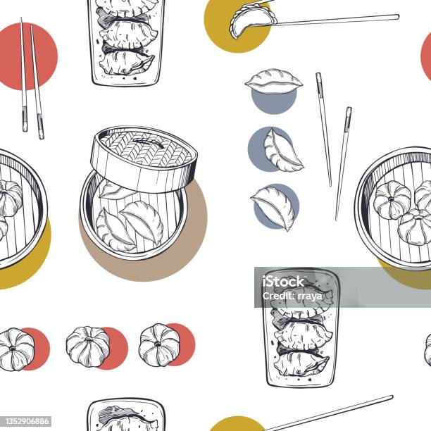 Pattern Dim Sum Dim Sum Set Vector Pattern Stock Illustration - Download Image Now ...