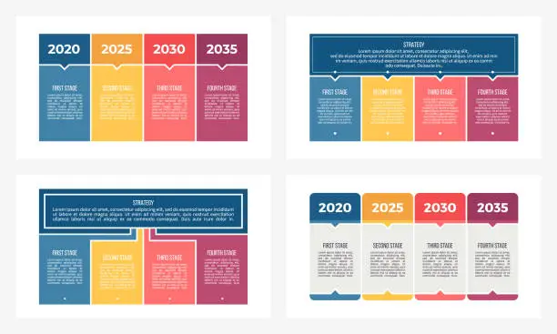 Vector illustration of Business infographics. Chart with 4 steps, options, sections. Vector template.