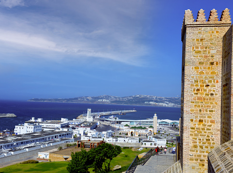 The ramparts of the ancient medina and the port of Tangier, North of Morocco\