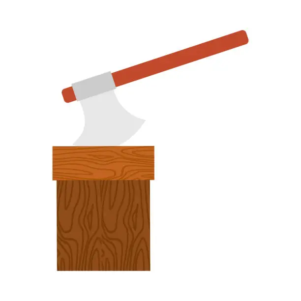 Vector illustration of head stump and axe isolated. vector illustration