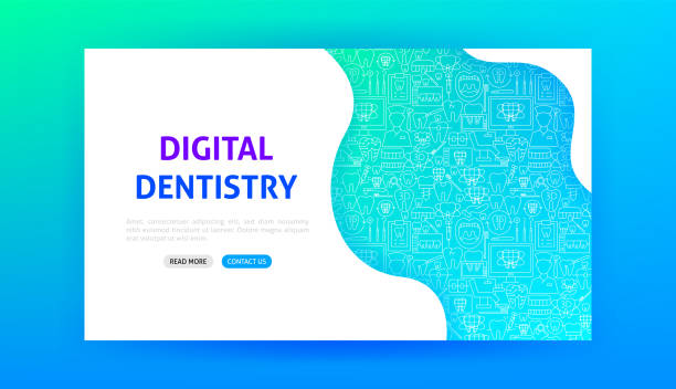digitale zahnarzt-zielseite - human teeth dental equipment three dimensional shape technology stock-grafiken, -clipart, -cartoons und -symbole