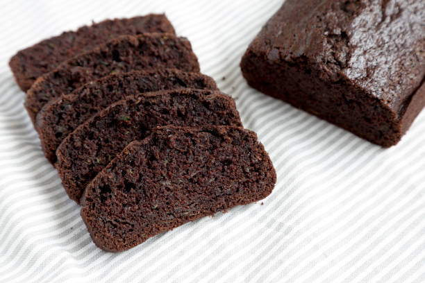 istock Homemade Chocolate Zucchini Bread on cloth, side view. 1352919802