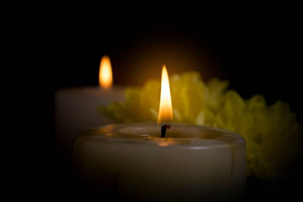 istock chrysanthemum flower candle on a dark background 1352920316