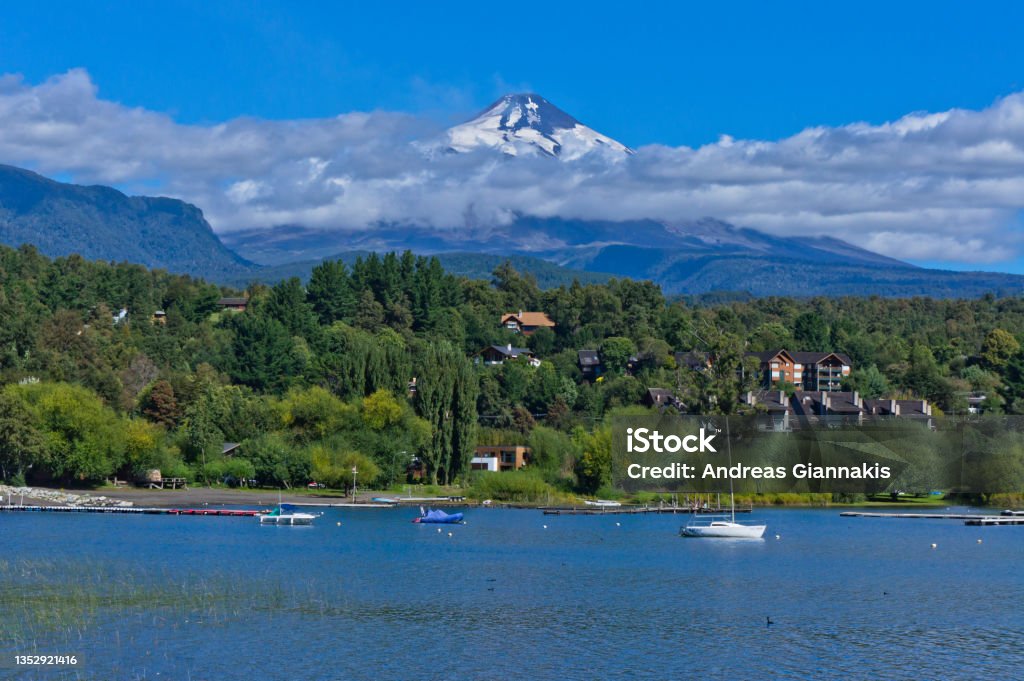 Pucon, Villarrica volcano, Patagonia, Chile, South America Pucon Stock Photo