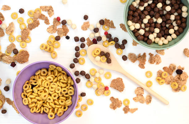 istock Crispy muesli dry Breakfast isolated on white background selective focus, top view 1352923700