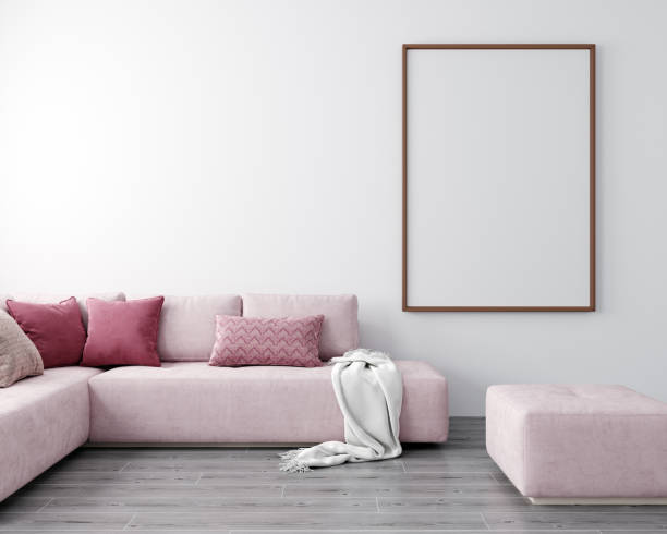 istock mock up poster frame in modern living room interior, 3D render 1352923731