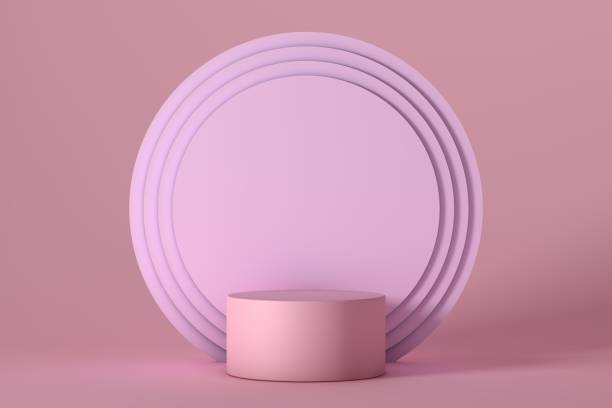 istock 3D Pink and Purple Stands, Product Stand, Blank Scene 1352926800