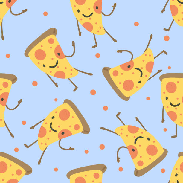 ilustrações, clipart, desenhos animados e ícones de padrão sem emenda com pizza no estilo de desenho manual - cheese backgrounds pattern portion