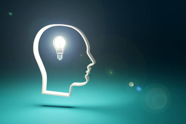 istock Head with a light bulb. Idea concept. Abstract design. 3d illustration. 1352931706