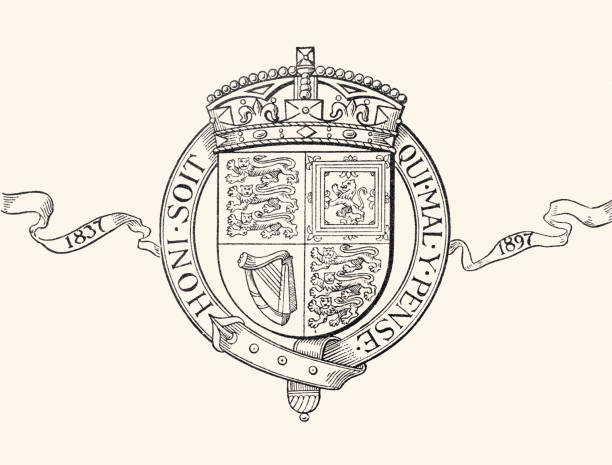 diamond jubilee symbol of queen victoria : 1837-1897  (xxxl) - britanya kültürü illüstrasyonlar stock illustrations
