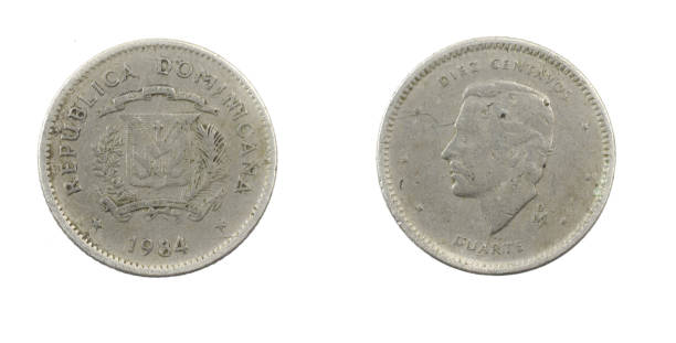 istock Dominican Republic ten centavos coin on white isolated background 1352933856