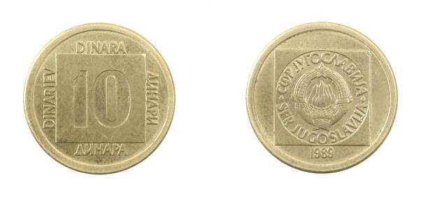 istock Yugoslav ten dinar coin on white isolated background 1352933926