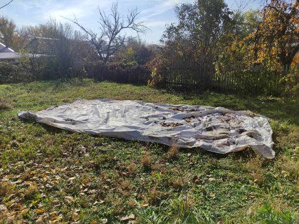 istock Large white cloth on the ground in the garden 1352934949
