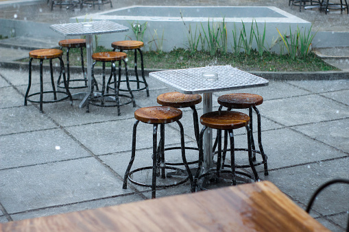 cafe chair in the rain