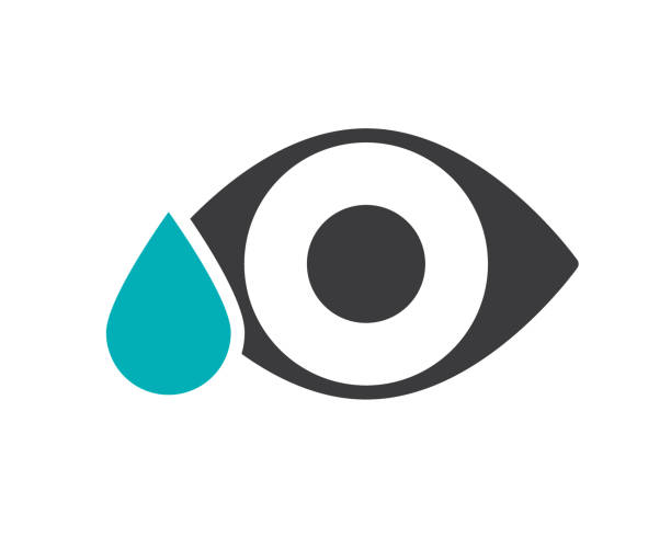 Human eye with drop colored icon. Eye drops, medicine, tears symbol Human eye with drop colored icon. Eye drops, medicine, tears symbol and sign illustration design. Isolated on white background money cry stock illustrations