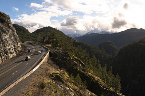 Sea to sky highway on the way to Whistler, Canada. Most scenic drives in North America.