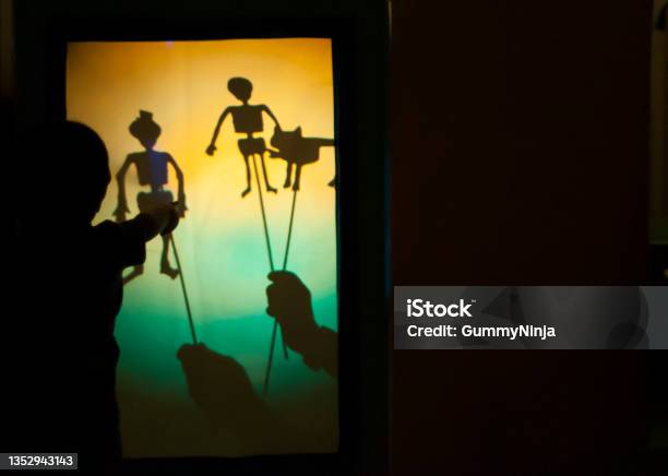Shadow Puppet Show Skeleton For Halloween Stock Photo - Download Image Now - Puppet Show, Focus on Shadow, Puppet