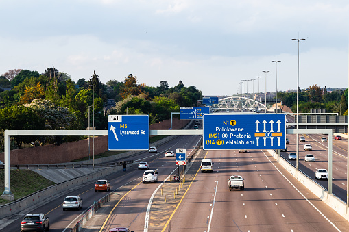 N1 north freeway overhead signs, Pretoria, South Africa