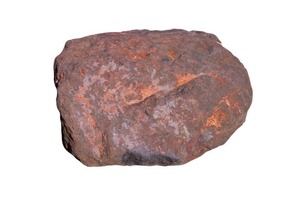 istock Specimen natural rock hematite, iron ore mineral stone isolated on white background. 1352944365