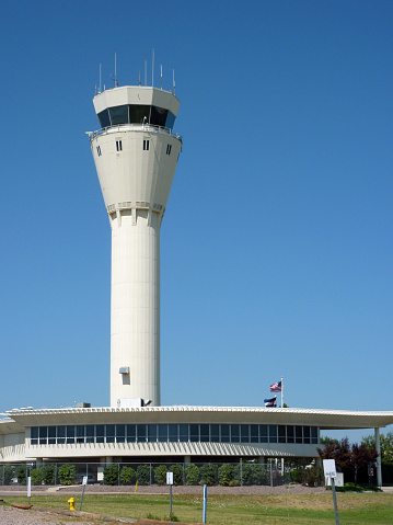 Dove Valley, Arapahoe County, Denver, Colorado, USA: Centennial Airport air traffic control tower - airport owned by the Arapahoe County Public Airport Authority, located in the Denver-Aurora metropolitan area, southeast of downtown Denver (IATA: APA, ICAO: KAPA, FAA LID: APA)