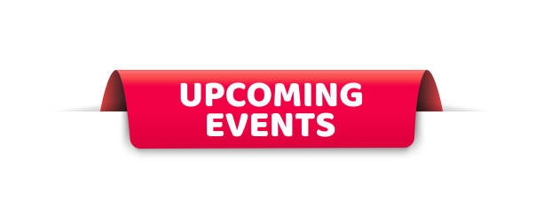 Upcoming events. Red banner. Sticker design template with Upcoming events text. Vector EPS 10. Isolated on white background Upcoming events. Red banner. Sticker design template with Upcoming events text. Vector EPS 10. Isolated on white background upcoming events clip art stock illustrations